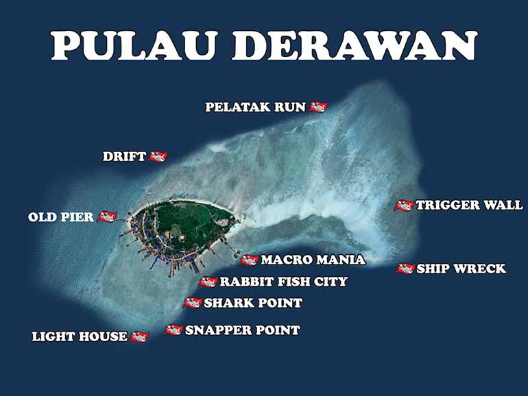 derawan dive site map